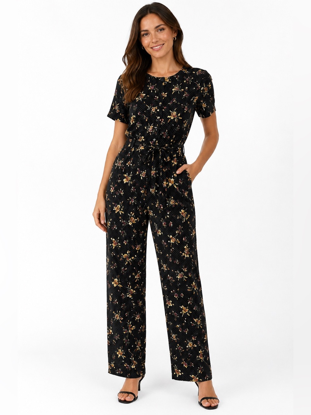 Vintage Darian Petite Floral Jumpsuit – Size 14P